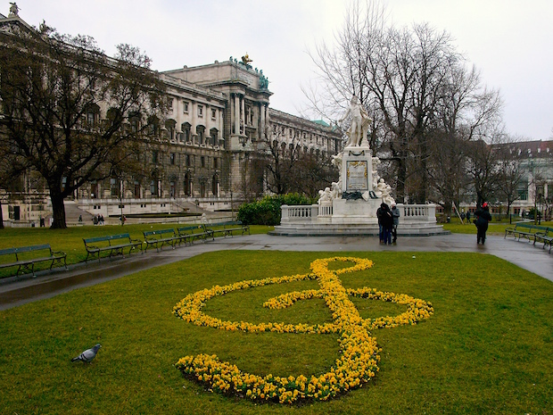 Hideg eső áztatja a kiültetett virágokat a Burggartenben