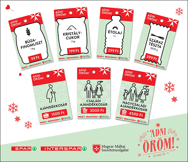 spar máltai szeretetszolgálat adománykártyák címletek