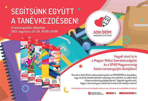 spar tanévkezdés tanszergyűjtés időpontja augusztus adni öröm