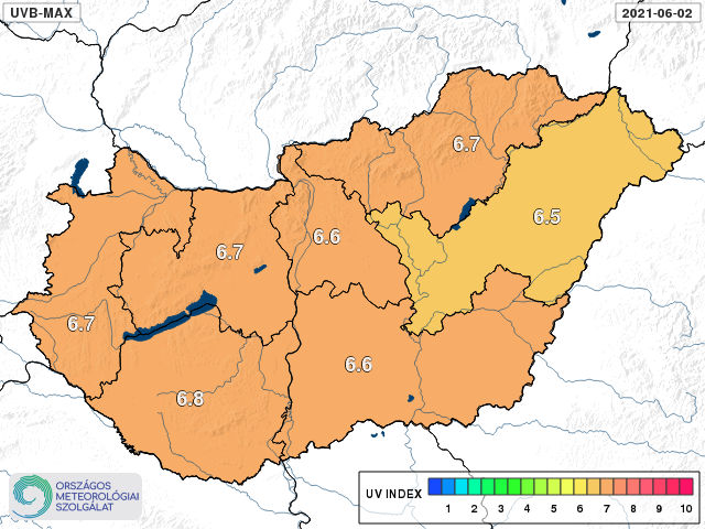 Országos UV Index előrejelzés