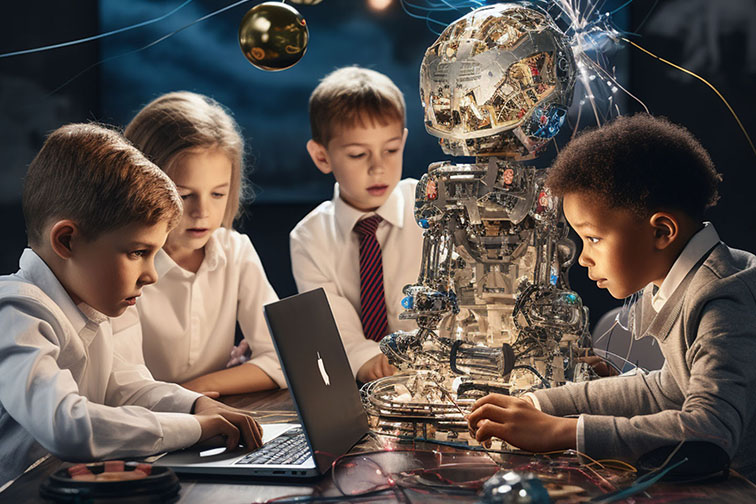 gyerekek robot laptop