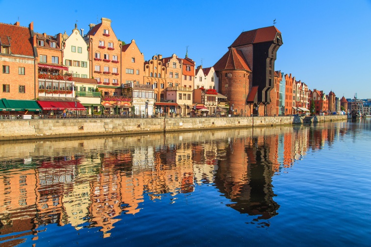 Gdansk lengyel város látképe