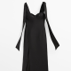 Massimo Dutti Black linen dress with slit-studio 49 990 Ft