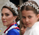Az angyali Sarolta egy elefántcsontszínű, Alexander McQueen selyemruhát és köpenyben, valamint egy káprázatos, virágos fejdíszben látható, ami hasonló ahhoz, amit a walesi hercegné visel.