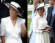 Meghan az ascoti derbyn 2018-as debütált a brit arisztokrácia köreiben, s már ekkor egy  fekete-fehér színpárosítással néhai anyósa előtt tisztelgett, hiszen Diana is előszeretettel kombinálta a két színt a szettjeiben.