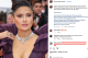 Salma Hayeknek a ruhájához nagyon jól passzoló, bordó árnyalatokkal tarkított füstös szemet készített a sminkese. A szempillák igen hangsúlyosak voltak, de tökéletesen kiegyenlítette a hatást a nude árnyalatú rúzs. 